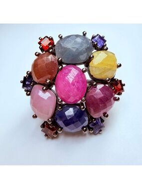 Rarities Carol Brodie Huge Multi Color SapphireConfetti Sterling Silver